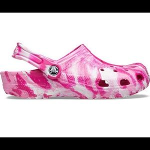 NWT Pink + White Crocs Adults' Classic Marbled Clogs | Multiple Sizes Available